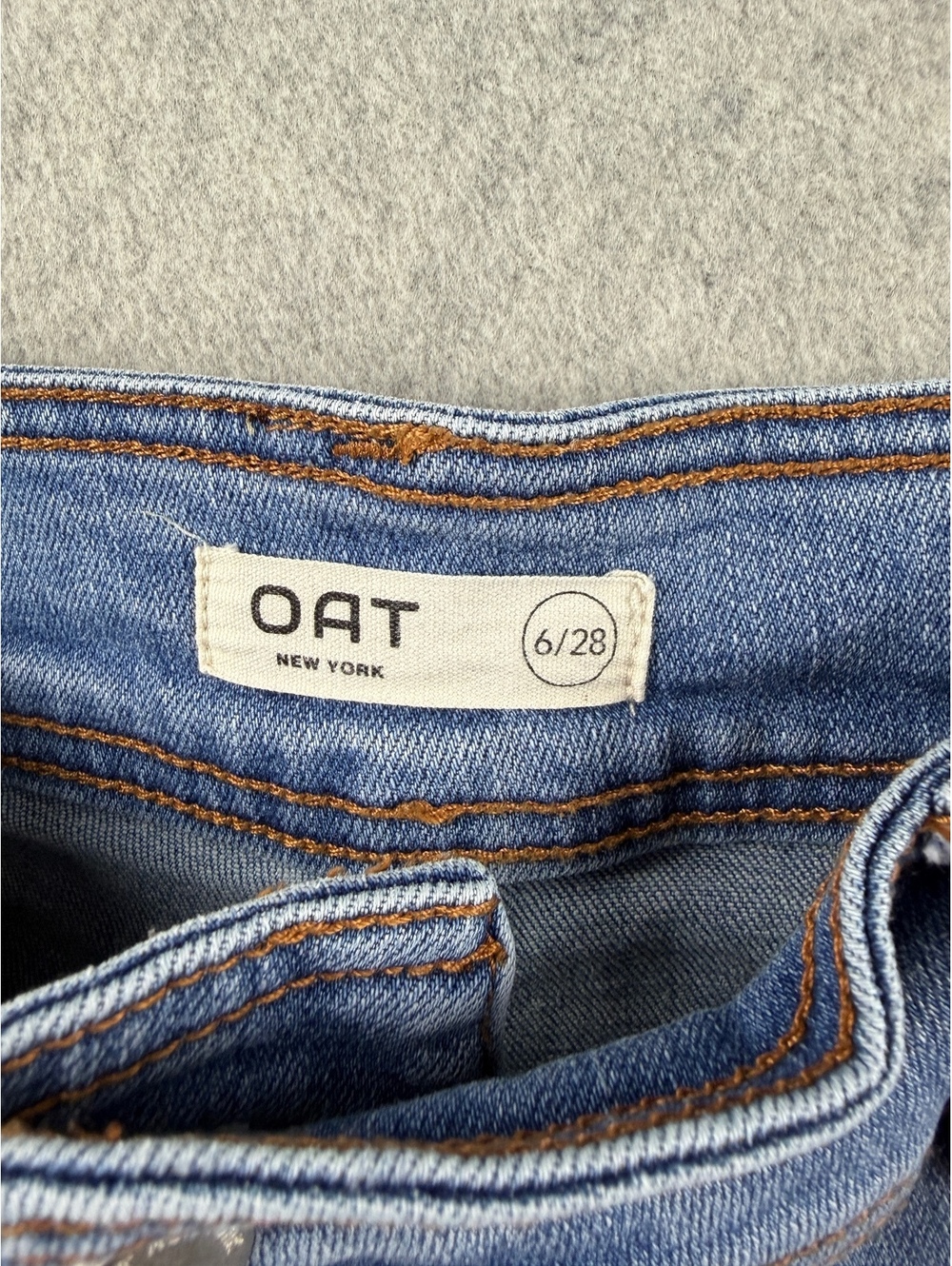OAT New York Jeans Womens 6/28 High Rise Wide Leg Patch Pocket Raw Hem - Picture 3 of 7